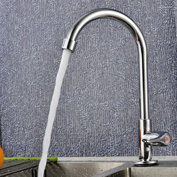 Küchenarmaturen Kupfer Single Cold Sink Wasserhahn mit Universal-Rotationsgriffloch 4-Punkt