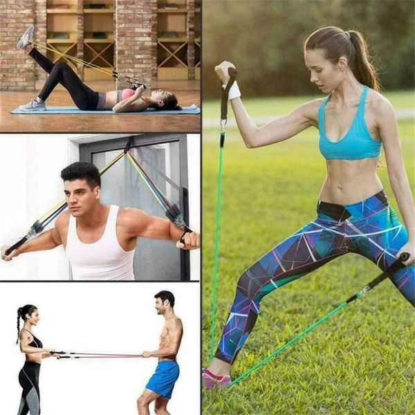 EUA estoque 11 pçs / conjunto exercícios faixas de resistência tubos de látex pedal corpo casa ginásio treinamento de fitness treino yoga elástico puxar corda253f