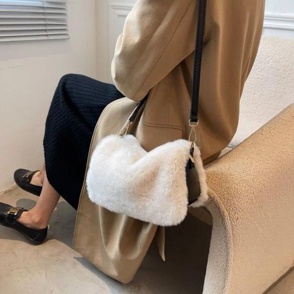 Borse da sera Borsa invernale per donna Tendenza moda coreana Morbido peluche carino piccola tracolla quadrata per cellulare