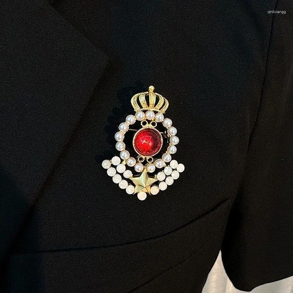 Broşlar vintage rhinestone çapa yıldızı rozeti broş pim inci