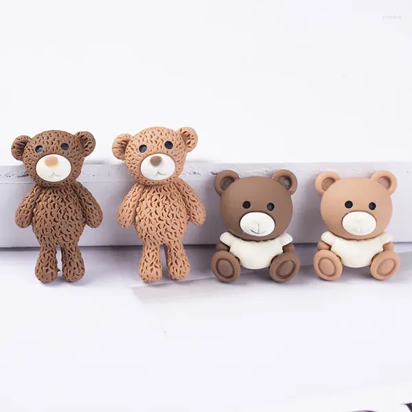 Estatuetas decorativas 10 peças de urso de resina de desenho animado faça você mesmo artesanato acessórios de decoração de mesa miniaturas cocar escudo de telefone remendo artes enfeites para casa