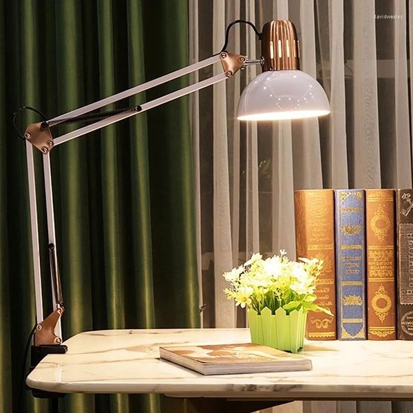 Lâmpadas de mesa estúdio lâmpada portátil do vintage com braçadeira livro leitura dobrável escrita estudo luminária para manicure do prego