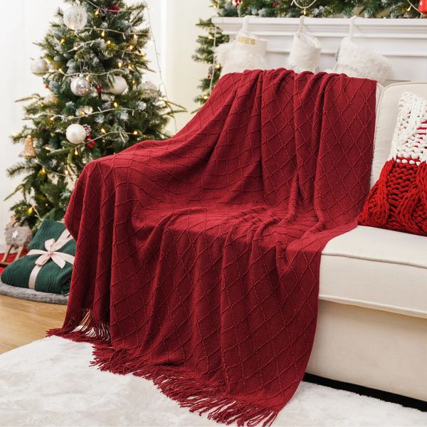 Decken Battilo Weihnachten Überwurf Decke gestrickt Überwürfe Sofa Bett karierte Tagesdecke auf der dekorativen 231213