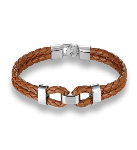 Bracciale da uomo in pelle di moda Bracciale a doppio avvolgimento Braslet per lui Accessori per le mani Cool Biker Viking Brazalete Hiphop Rock Braclet Charm B1446701