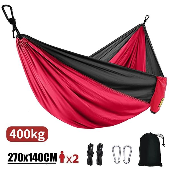 Portaledges 270x140cm Redes Portáteis Nylon Cor Pára-quedas Tecido Único e Duplo Tamanho Acampamento Ao Ar Livre Caminhadas Jardim Rede 231212