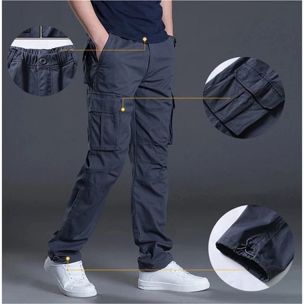 Tute da uomo Primavera Autunno Pantaloni cargo Uomo Casual Multi tasche Militare Tattico di grandi dimensioni Capispalla da uomo Dritto Inverno 231213