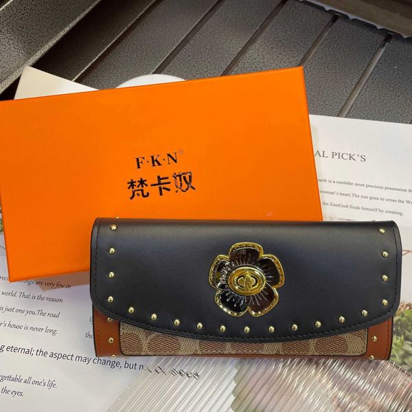 Fancano marca de luxo benefícios ao vivo clássico multifuncional camélia longa bolsa de cartão carteira feminina com 30% de desconto