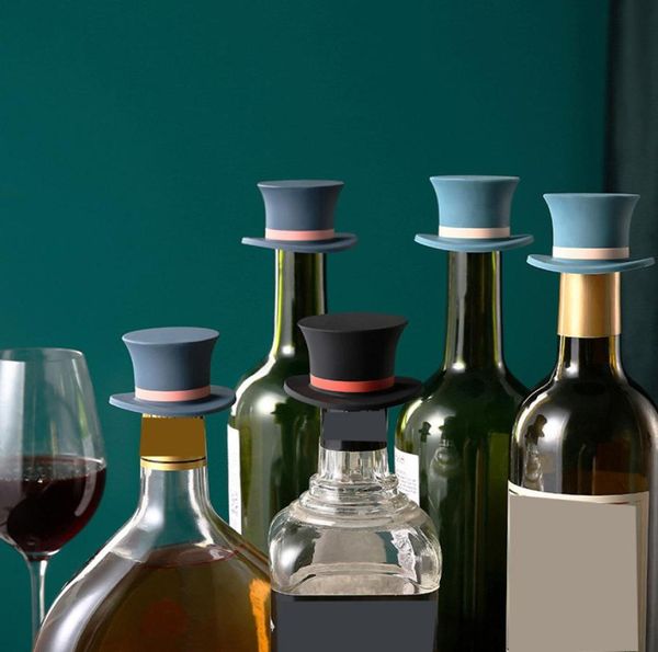 Cucine barre utensili vino tappo di vino creativo cappello da cappello a forma di silicone vini da vini non slip a ghioli di silice bottiglia a prova di perdita di leva in sughero delive5466264