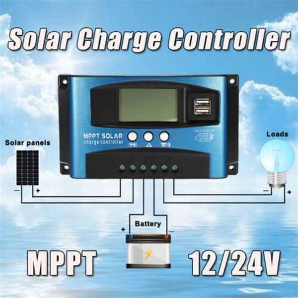 Controlador de carga do regulador de painel solar 100A MPPT 12V 24V foco automático Tracking264Q