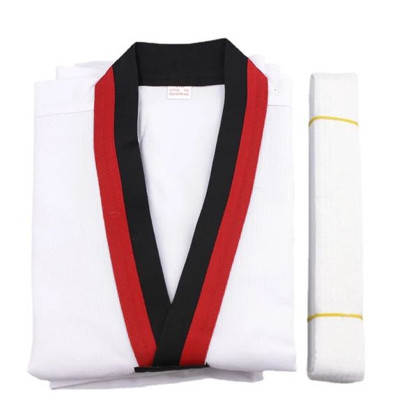 Schutzausrüstung Langarm Gi Uniform TKD Kostüme Kleidung Weiß Taekwondo Uniformen WTF Karate Judo Dobok Kleidung Kinder Erwachsene Unisex 231212