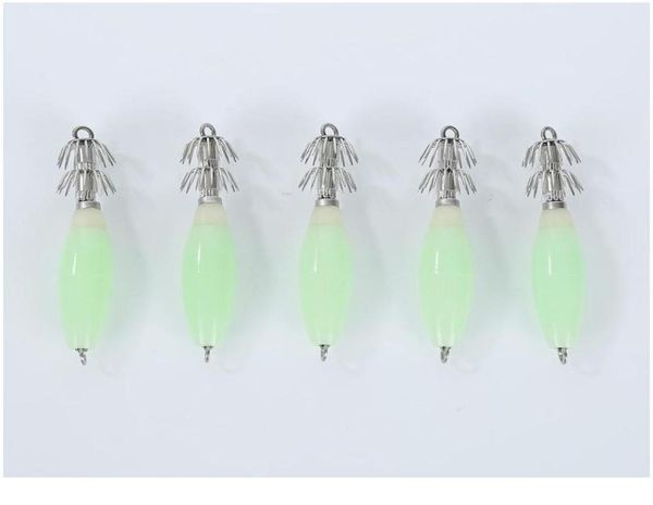 Balıkçılık Kancaları 5 PCS Glow Squid Jigs Sert Vücut Aydınlık Kancalar Yapay Yem Balıkçılık Aksesuarları Malzemeleri Lures Jllilq8271656