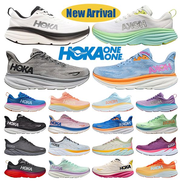 Hoka Bondi Designer Running Shoes Clifton 8 9 Choque Livre Pessoas Lanc De Blanc Fiesta Canção de Verão HOKA ONE Sneakers Hokas Treinadores Jogging