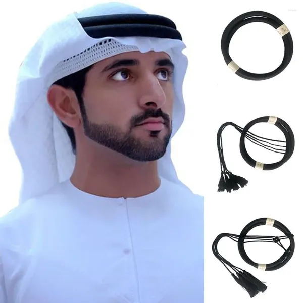 Bandane 1 Pz Desert Accessori Copricapi Corda Uomo Arabia Arabo Dubai Musulmano Headrope Nero Abbigliamento Islamico Egal Shemagh Scialle