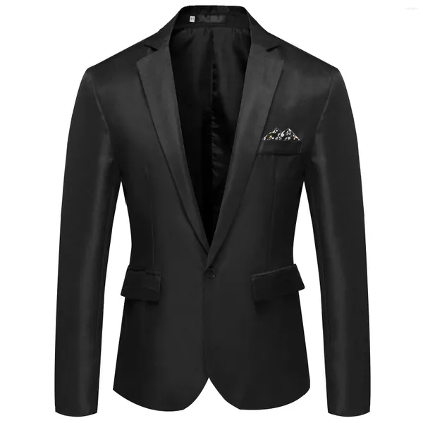 Herrenanzüge, modisch, lässig, Revers, kleiner Anzug, einfarbig, schmal, langärmelig, Blazer, High-End-Blazer mit einem Knopf, hombre