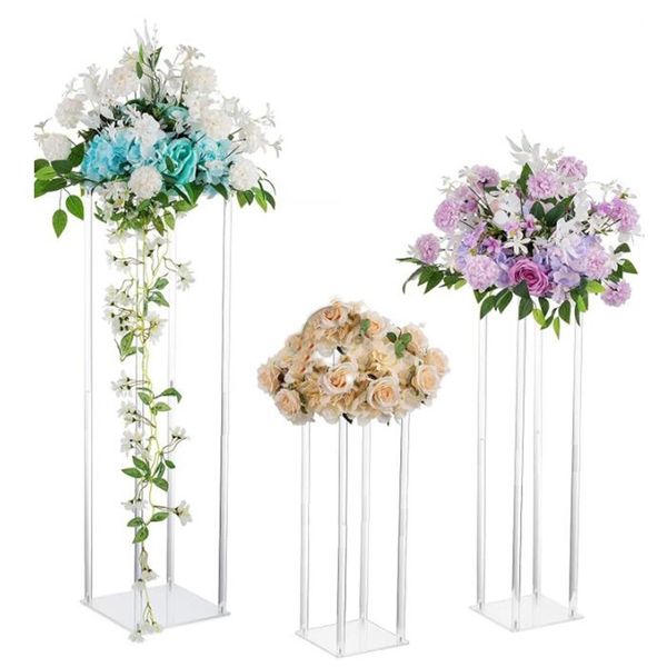 Acryl-Hochzeitskerzenhalter, Dekor, 20/40/60/80/100 cm, klare Blumenvase, Ständer, florale Hochzeitsdekoration, Hochzeitsideen