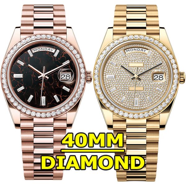 Ro Rorols Role Luxo Mens Relógio Designer Relógios Com Diamantes 40mm Máquinas Automáticas Movimento Relógios 904L Aço Inoxidável Luminoso À Prova D 'Água Safira Moda