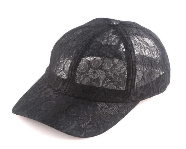 Boné de beisebol feminino de renda floral de verão bonito boné de malha completa respirabilidade ltpeach rosa azul preto 58 a 60 cm snapback ajustável q078629577