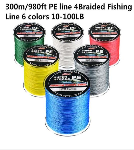 Linea PE 300m980ft 4 lenza intrecciata 6 colori 10100LB Test per acqua salata Prestazioni Higrade Alta qualità buona 7197529