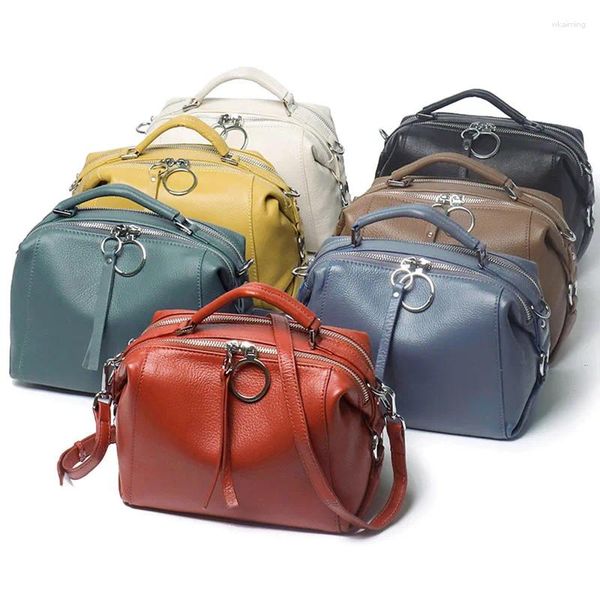 Sacos de noite Casual Mulheres Square Designer Bolsas Macio Couro Real Crossbody Bolsa de Ombro Lady Wrestling Grão Couro Dupla Zíper