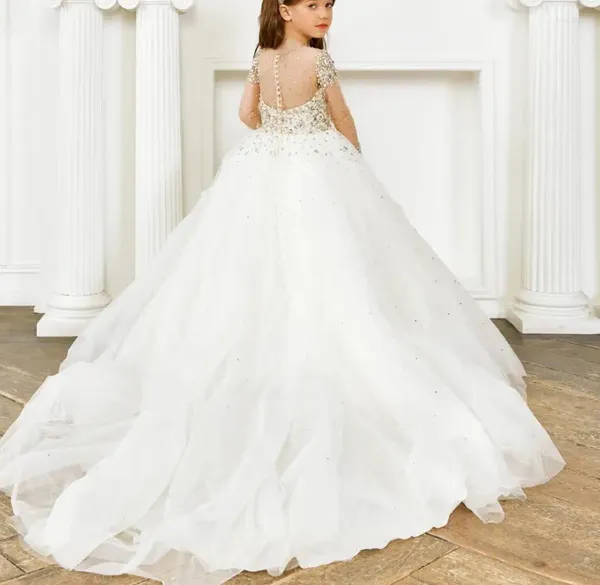 Mädchen Kleider Puffy Blume Für Hochzeit Lange Ärmel Prinzessin Erstkommunion Kinder Kleid Vestidos De Novia