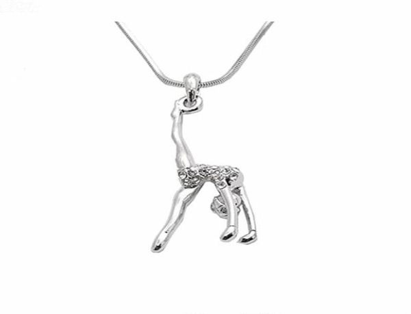 Doppelte Nase Ankunft Metall Inlay Frauen Figur Gymnastic Girl Charm Halskette Gym Schmuck Anhänger Necklaces2279137