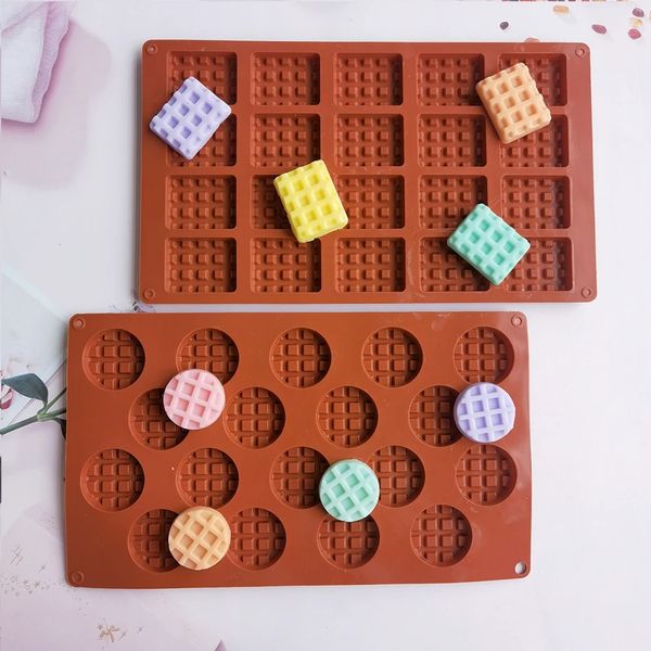Формы для выпечки 1820 вафельные силиконовые формы для конфет DIY квадратные круглые инструменты для изготовления шоколада креативные аксессуары 231213