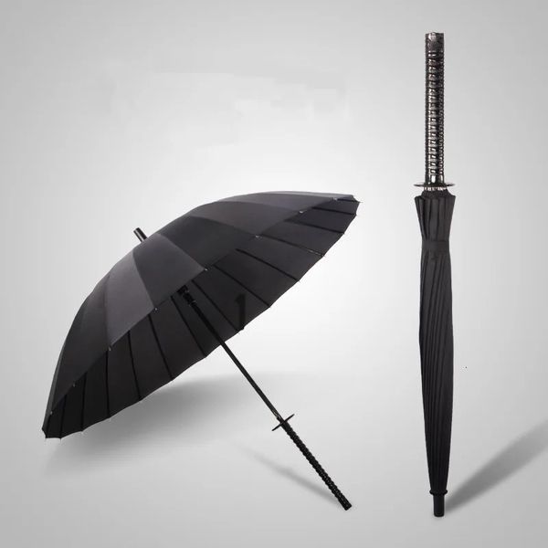Guarda -chuvas homem criativo alça longa alça samurai ninja guarda -chuva japonês ninjalike grande sobro de vento do sol chuva direto Automático 231213