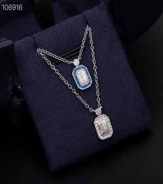 Ожерелье с подвеской высшего качества из стерлингового серебра S925, кристалл Буле, квадратный флакон для духов, короткая цепочка для женщин, Jewelry2625062