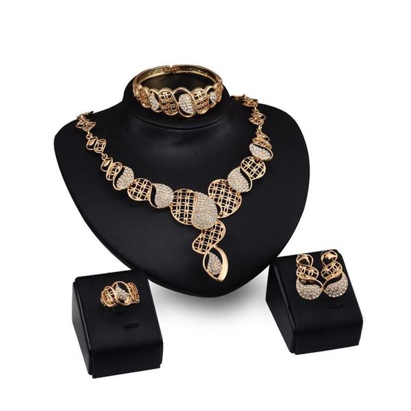 Dubai 18k ouro pingente cabaça colar conjuntos de moda africano diamante casamento conjuntos de jóias de noiva colar pulseira brincos ri215j