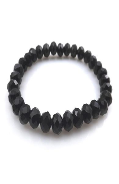 Bracciale con perline di cristallo sfaccettato di colore nero da 8 mm per le donne Braccialetti elastici stile semplice 20 pezzi lotto 3495896