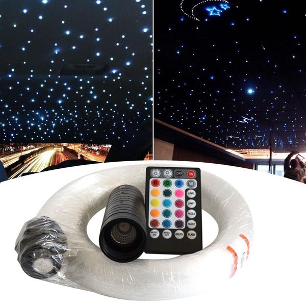Kit rivestimento tetto Starlight in fibra RGB 300 400 fili Kit luce in fibra ottica LED 6W per controllo vocale per Car242y