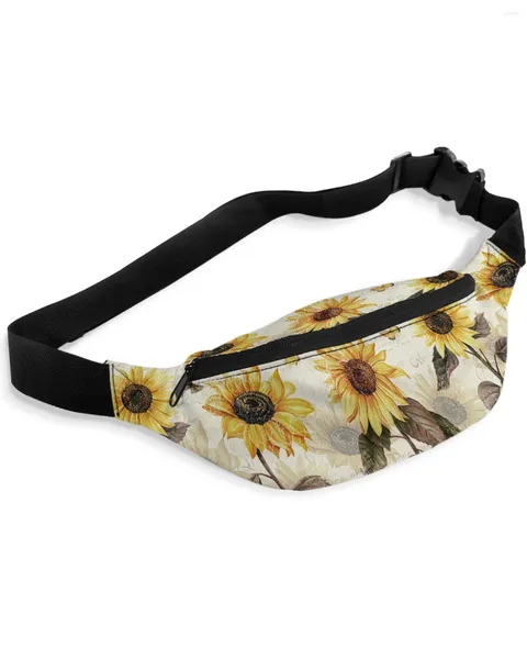 Marsupi Fiori vintage Farfalle Confezioni di girasoli per donna Borsa sportiva da esterno impermeabile Tracolla a tracolla unisex