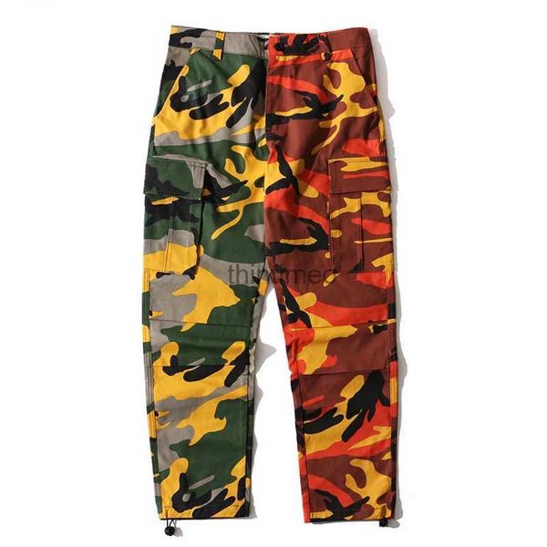 Calças masculinas camo carga calças masculinas moda baggy calças táticas hip hop casual multi bolso calça camuflagem streetwear 2023 outono yq231214