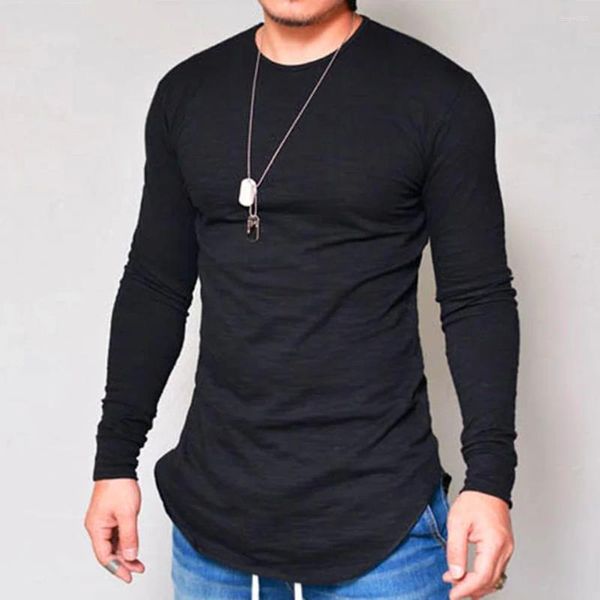 Ternos masculinos a2650 colarinho lazer cor pura manga longa streetwear engraçado camiseta para homem