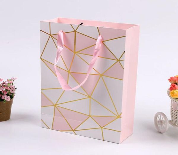 Rosafarbene Papier-Geschenktüte mit Griff, Valentinstag, Hochzeit, Geburtstag, Party, Verpackungsbeutel3702582