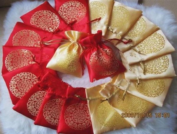 Маленькие шелковые парчовые упаковочные сумки для хранения ювелирных изделий, китайский счастливый шнурок, сумка для рождественской свадьбы, вечеринки, золотые конфеты, подарок5612911