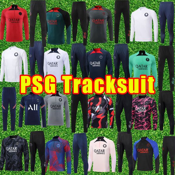 Manga longa MBAPPE HAKIMI Messis Futebol Tracksuits SERGIO RAMOS 23 24 Maillots de Football 2023 2024 MARQUINHOS VERRATTI HAKIMI Maillot Foot Training Sets