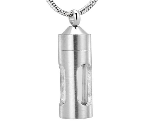 Zzl061 ampulheta eterna medalhão de vidro aberto recipiente cilindro tubo cremação pingente colar cinzas urna para pethuman memorial jew1171593