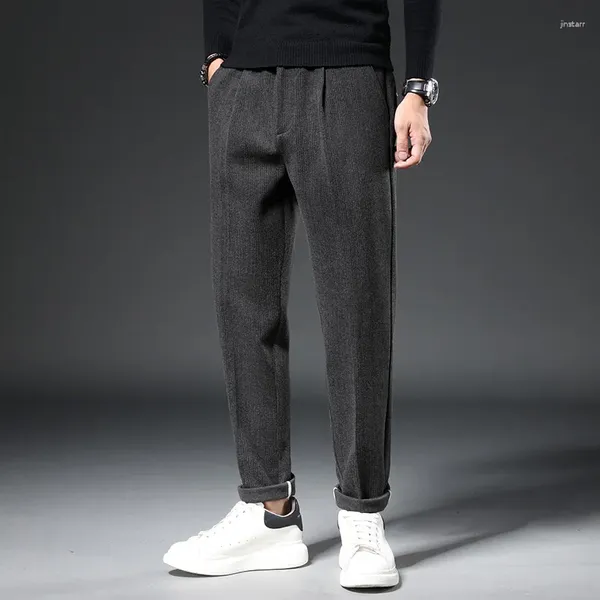 Abiti da uomo 2023 Inverno Pantaloni da abito spessi Uomo Casual Dritto Coreano Classico Fashion Business Panno di lana Pantaloni formali Maschile A105