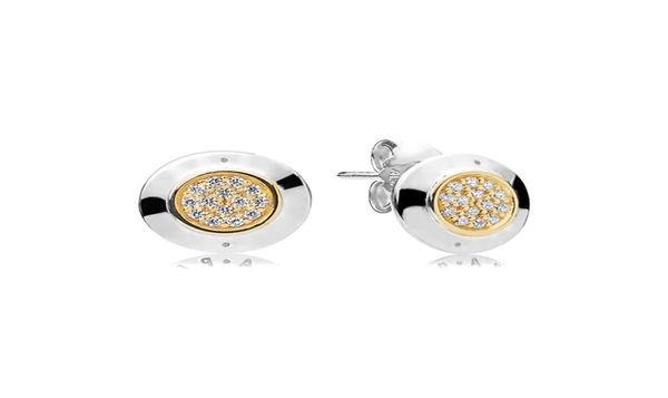 ORECCHINI a disco classici placcati in oro giallo per orecchini a bottone scintillanti Orecchini da donna in argento sterling 925 con scatola originale3096046