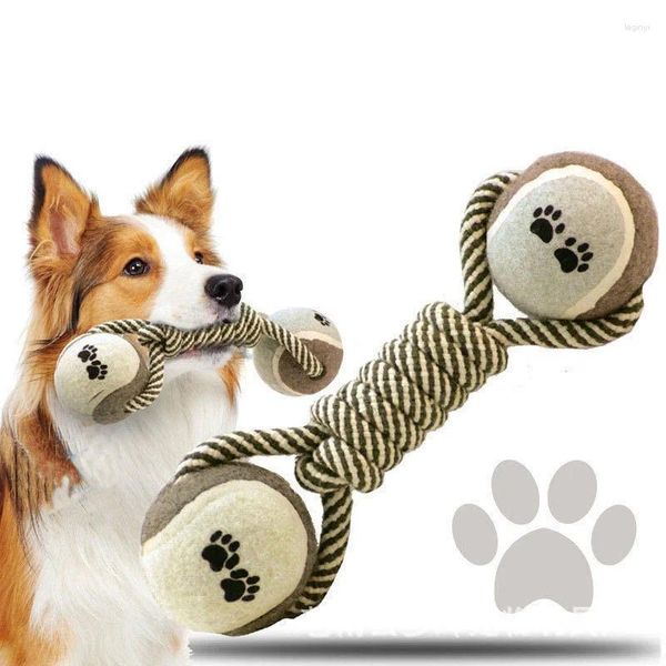 Brinquedos para cães mastiga animais de estimação brinquedo corda de algodão tênis haltere borracha bola médio grande treinamento interativo molar dentes limpeza pet