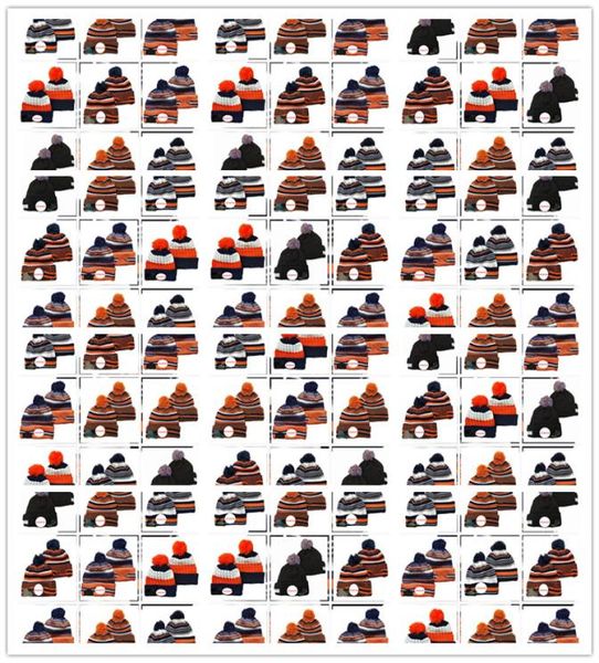 Yüksek kaliteli işlemeli kış soğuk hava futbol beyzbol beanies 32 takım örgü şapkalar mack turuncu spor kafatası kapakları Amerikan po7488575
