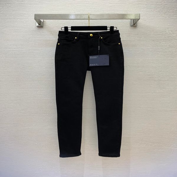 Tasche jeans firmate a contrasto con logo triangolare elasticizzato slim fit pantaloni a gamba piccola Pantaloni in denim ispessito e velluto autunno e inverno