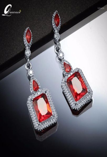 Lampadario pendente Orecchini geometrici in cristallo rosso per le donne Designer etnico Gioielli da sposa Orecchino Orecchini Aretes Mujer Acces3765371