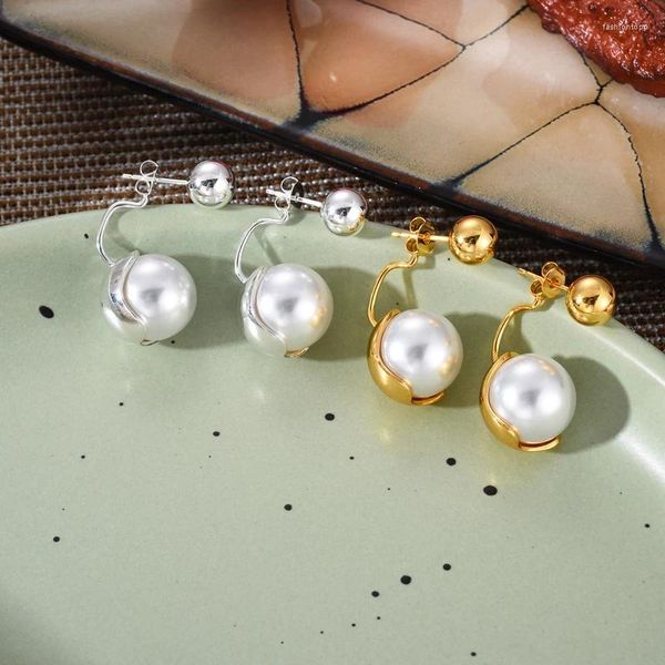 Orecchini pendenti LONDANY Retro Appeso Sfera di perle da donna Design di nicchia europeo e americano Ago in argento 925