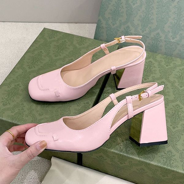 Modedesigner-Damen-Sandalen mit hohen Absätzen, Kristall-Rindsleder-Sohle, Luxus- und Schönheits-Party-Slip-On-Damen-Quadrat-Wurzel-Schuh mit Metallschnalle