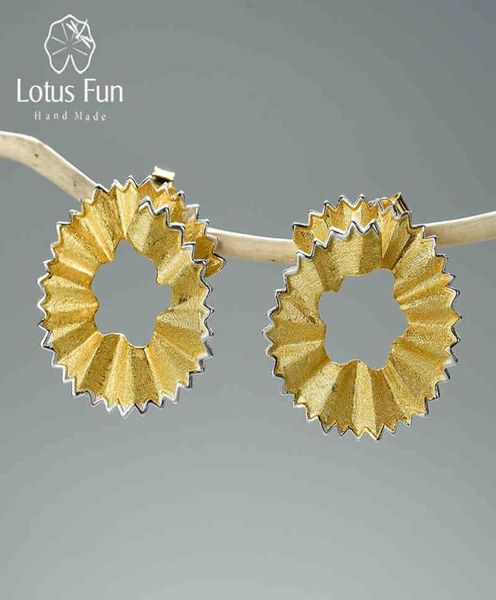 Lotus Fun Orecchini a forma di trucioli di matita creativa Design Orecchini in vero argento sterling 925 Orecchini in oro 18 carati per le donne Regalo Gioielleria raffinata 2105059320