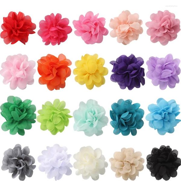 Accessori per capelli 5 cm Raso Mini Fiori fai da te Boutique per bambini Chiffon Natale Matrimonio Ragazze Fermagli per capelli o senza clip Accessorio 30 pezzi / lotto