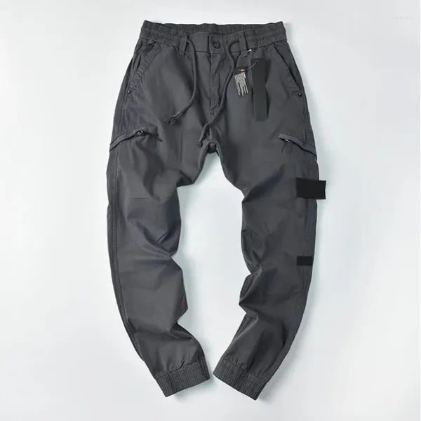 Pantaloni da uomo Salopette in cotone Cargo Primavera Autunno Tasche grandi Streetwear Pantaloni tattici da lavoro con coulisse MA720