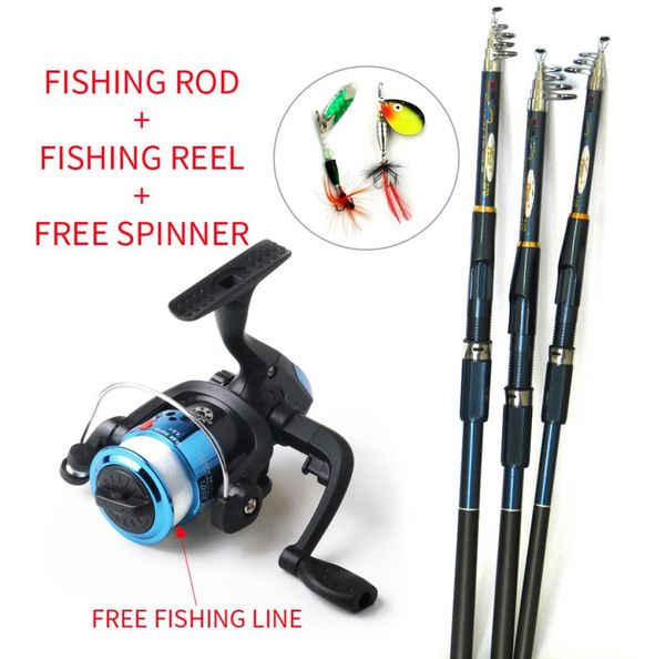 nuovi mulinelli da pesca con esca mulinello da spinning canne da attrezzatura per pesci canna da pesca e mulinello in carbonio frp asta ocean rock esca e linea come regalo7663399